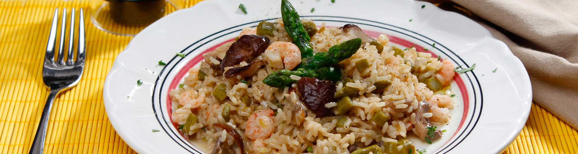 Ricetta Riso Integrale con Asparagi, Funghi e Mazzancolle - Ricette Findus