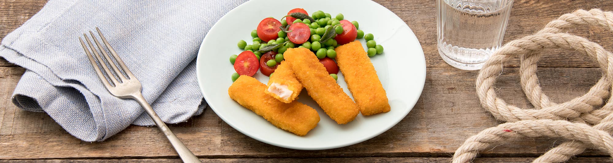 Bastoncini con Piselli al pomodoro e salvia - Ricette Findus