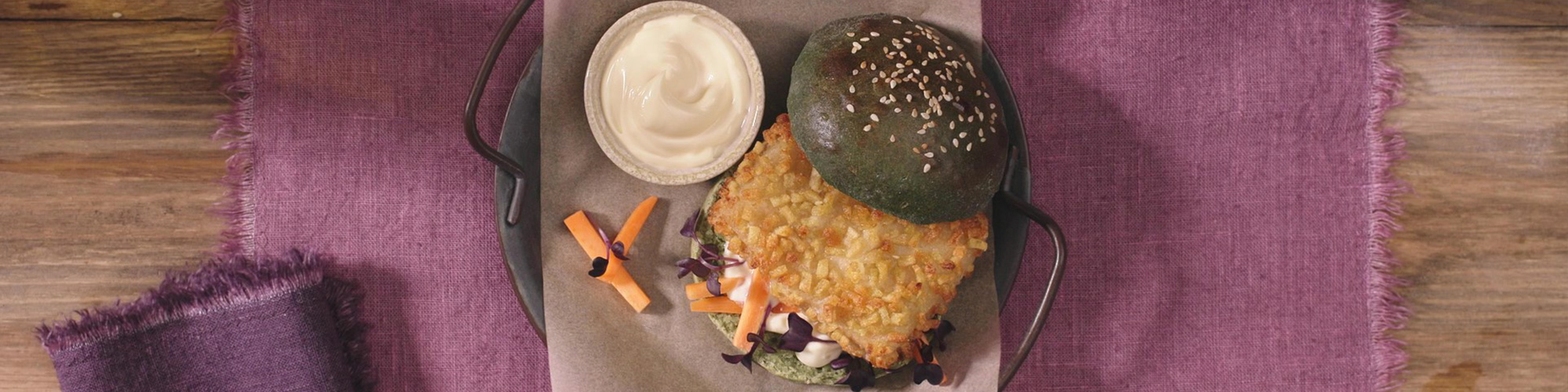 Fish & Chips Burger con carote, aioli e songino – Ricetta Findus