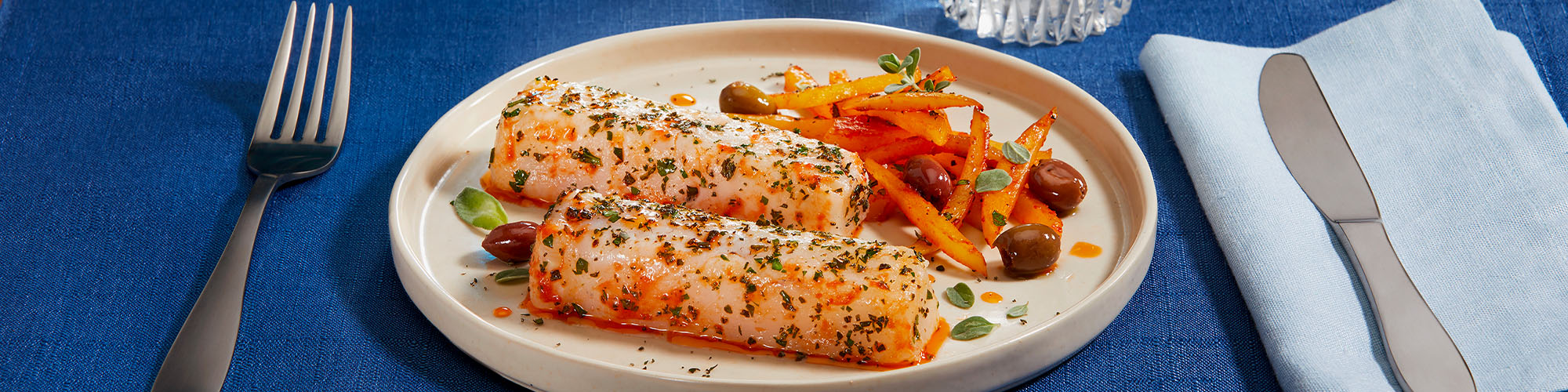 Filetti di Merluzzo con Olive Taggiasche